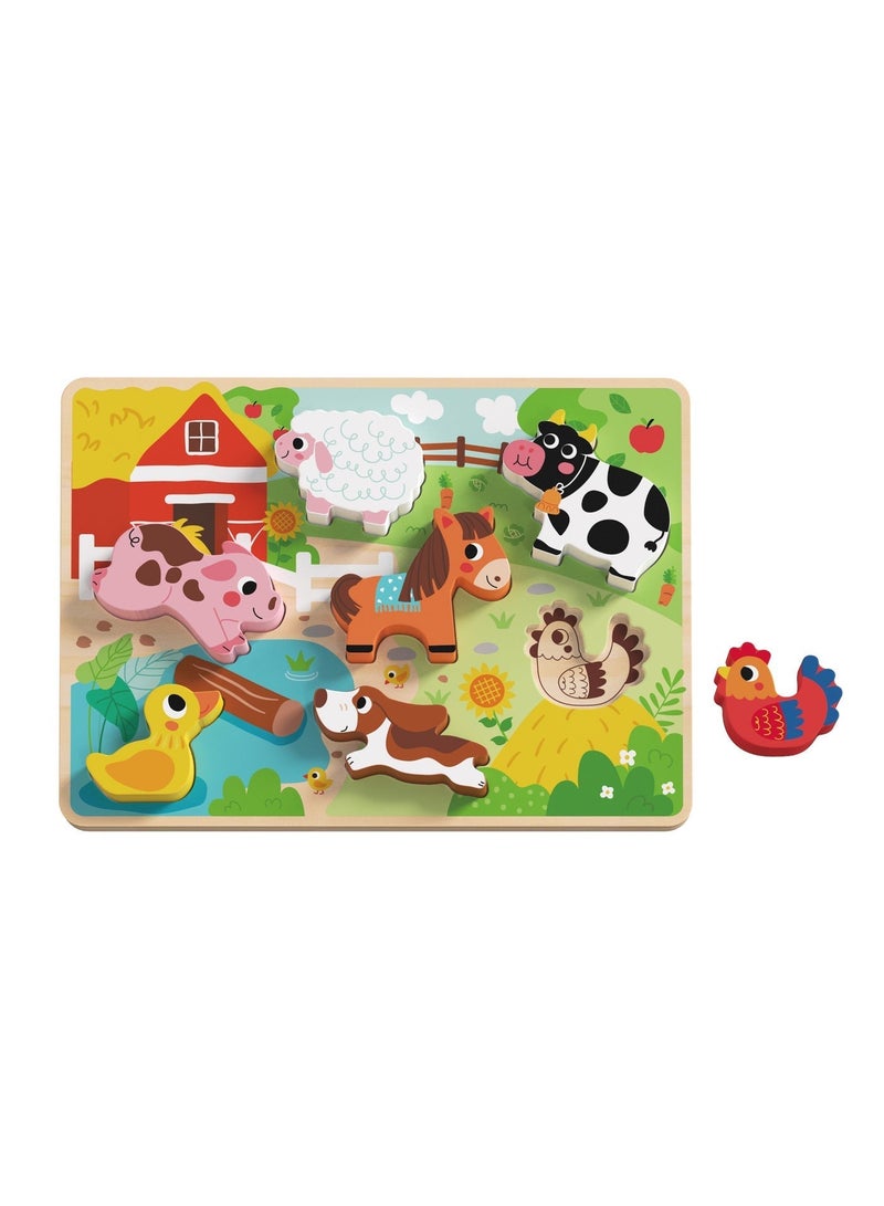 Tooky Toy – Wooden Chunky Farm Animasl Puzzle - Image 1